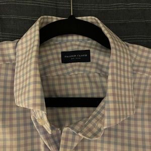 Men’s dress shirt. Purple and blue check design.
